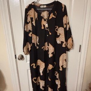 Black Dress with Leopard Print